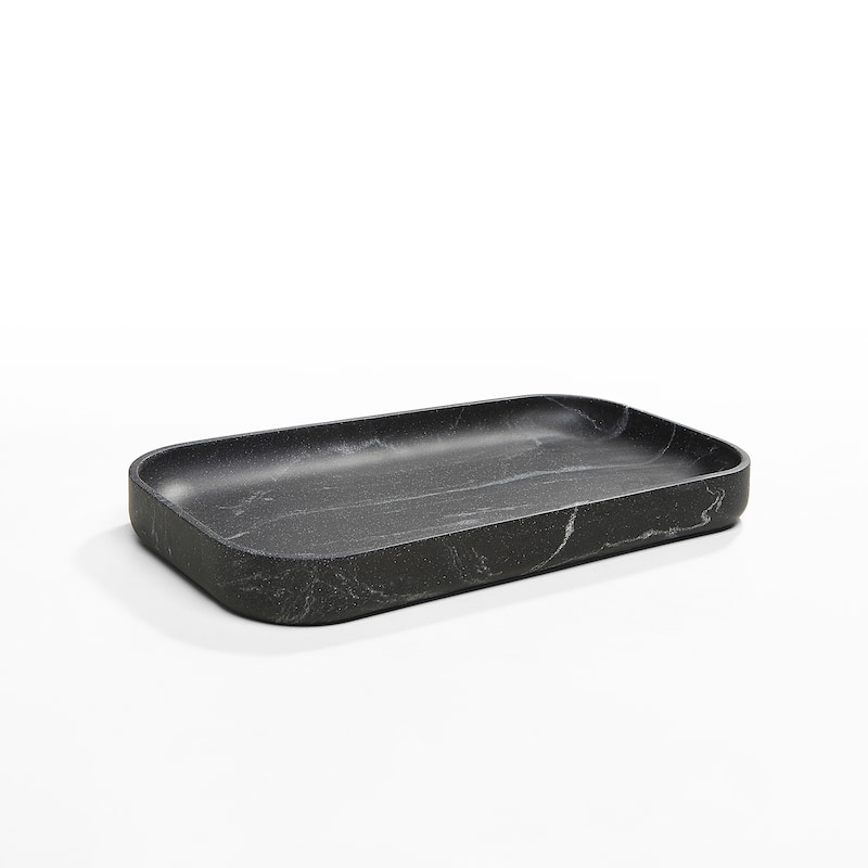 Faux Marble Jewelry Organizer Resin Tray - Black