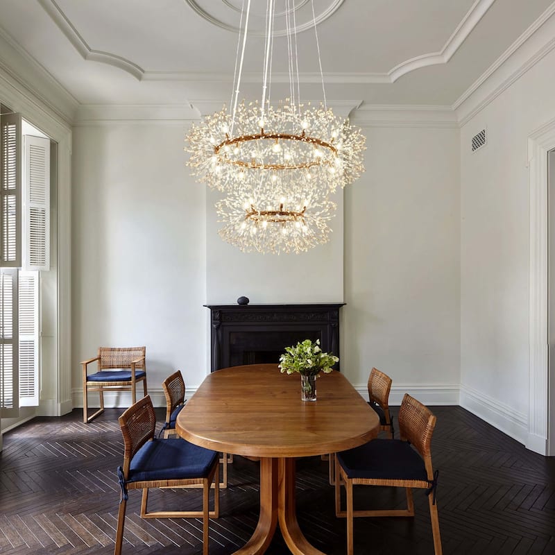 Modern Glam Large 2-Tire Firework Sputnik Crystal Chandelier - W 47.3"