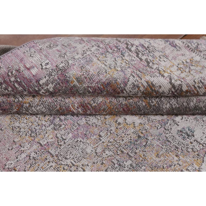 Purple Art & Craft Turkish Area Rug Machine Made Floral Carpet - 5'0" x 8'0"