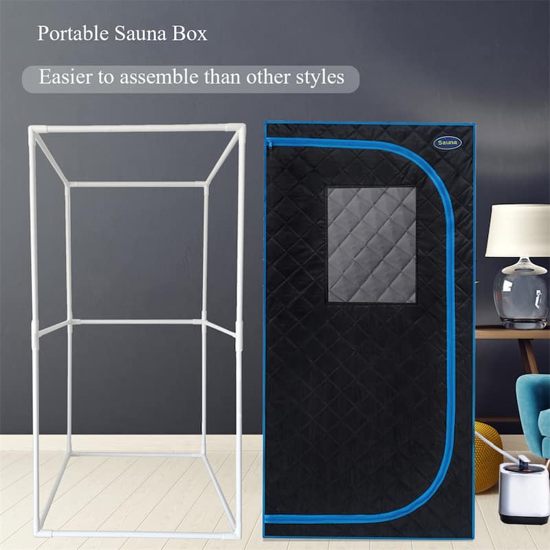 Portable Black Full Size Steam Sauna tent-Personal Home Spa