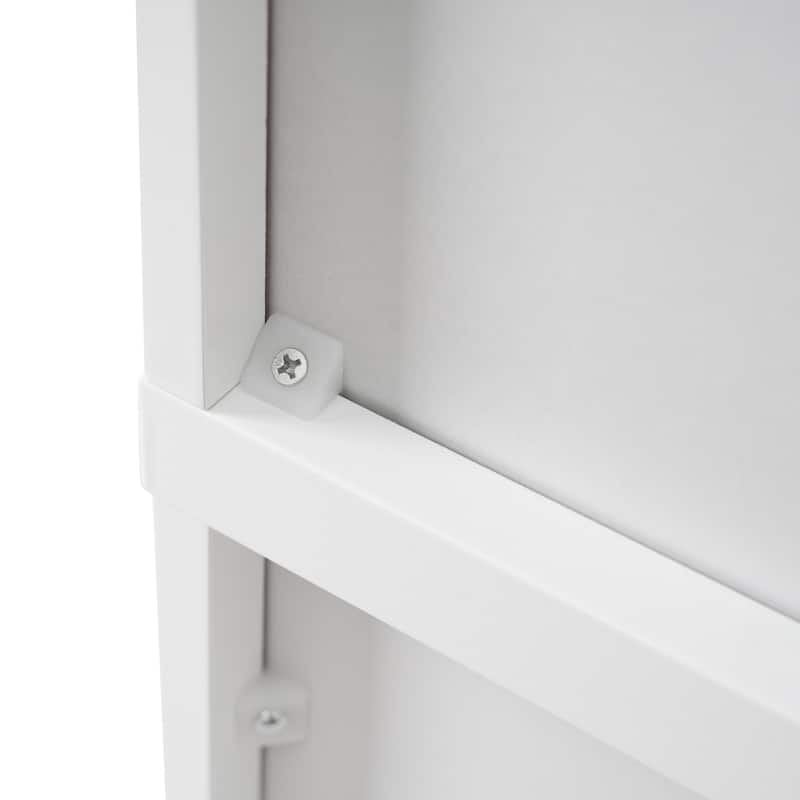 GDFStudio - Lilia Cabinet Modern MDF Freestanding Tall Storage 70.1 Inch with Glass Doors & Adjustable Shelves