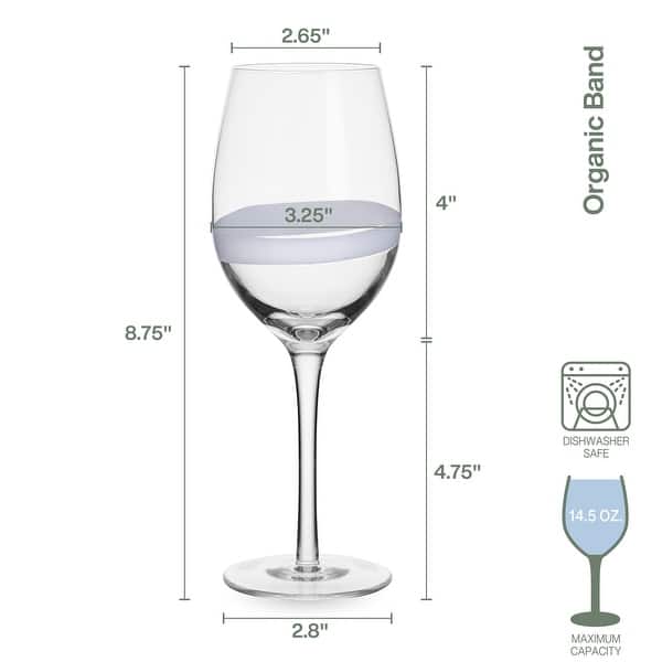 Fitz and Floyd Set in 4 Organic Band White Wine Glasses, 14.5 Oz - 14.5-oz