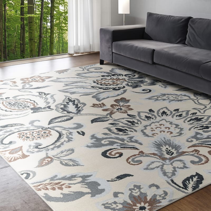 Carrington Farmhouse Floral & Botanical Indoor Area Rug - 3'11'' x 5'3'' - Cream