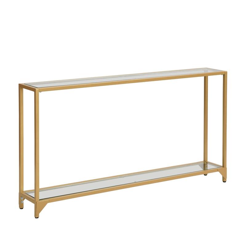 Rectangular Glass Console Table - 56" - Clear and Gold