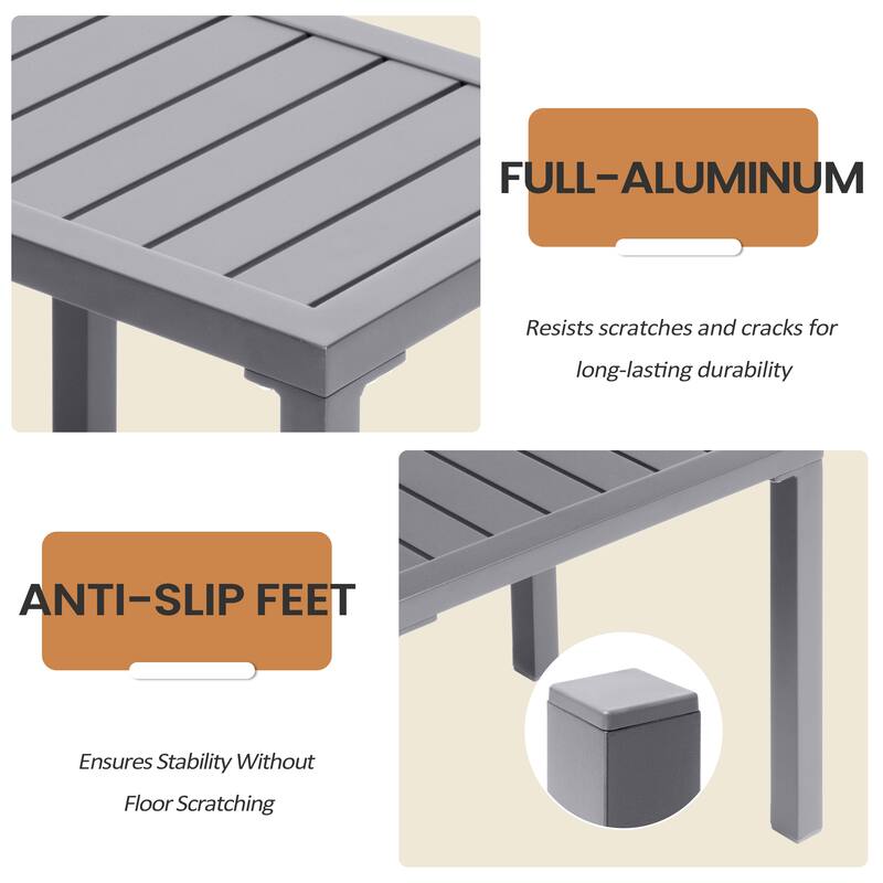VredHom Outdoor Aluminum Patio Side Table - 18.1 in L * 13.8 in W * 15.7 in H
