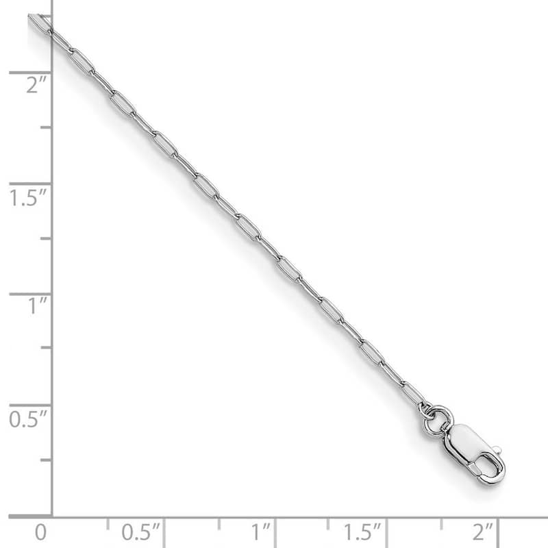 Curata Italian 18k White Gold 1.4mm Oval Chain Necklace For Women (Lobster)
