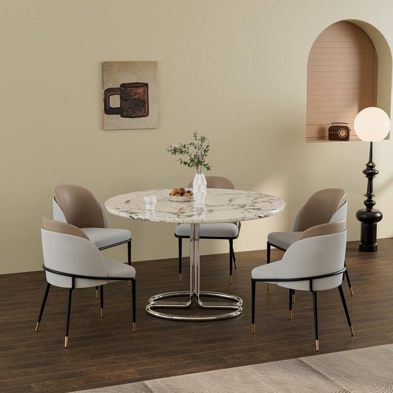 Two-tone Microfiber Leather Upholstered Dining Chairs (Set of 2) - 20.47" W x 20.86" D x 31.69" H