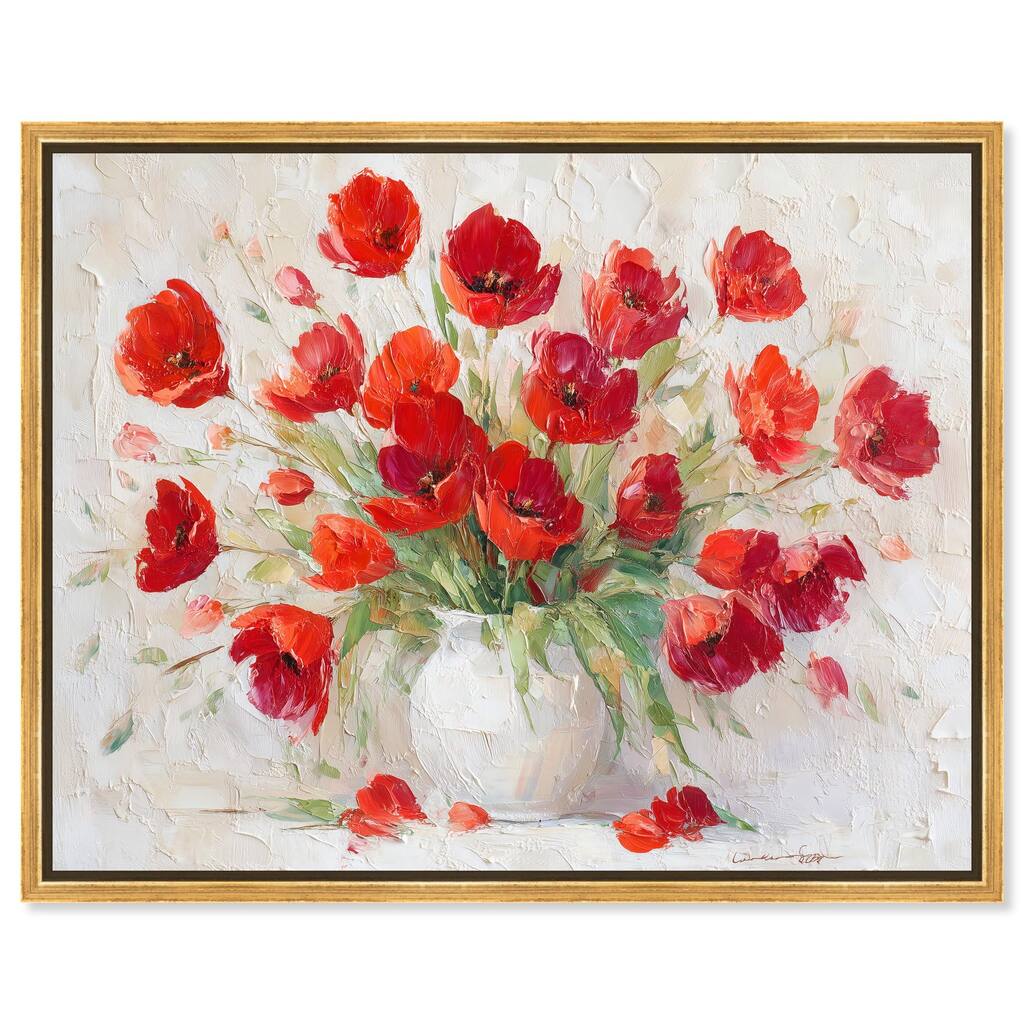 Red Blooms in a Vase Canvas by Art Remedy