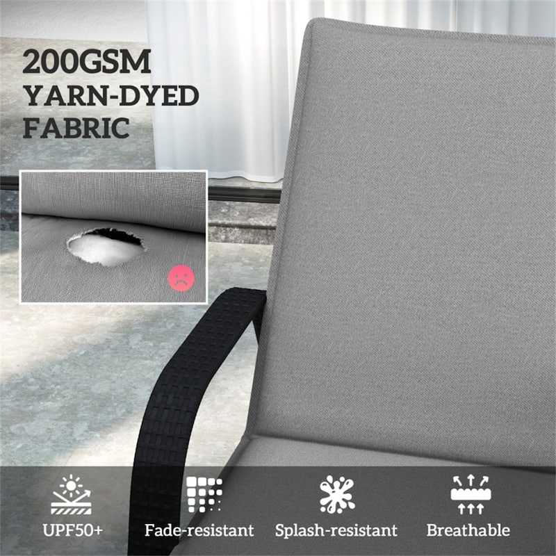 Polyester Foam Outdoor Lounge Chair Cushions Set of 2 - 76" L x 22.8" W x 2.4" D