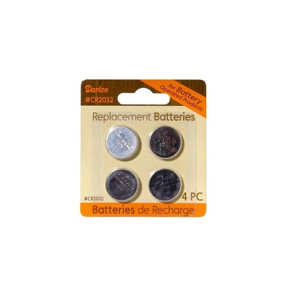 Pack of 4 Lithium Button Cell CR2032 Replacement Batteries - 3 Volts - Silver