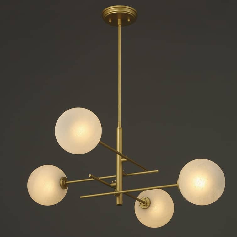 Caucy 4-Light Sputnik Modern Chandelier-UL - 32 inches - Satin Brass & Moon Brass