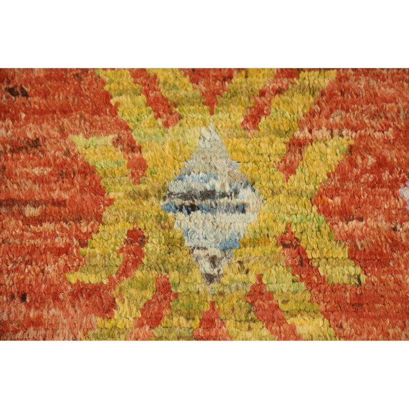 Orange Moroccan Oriental Area Rug Handmade Wool Carpet - 6'7" x 10'0"