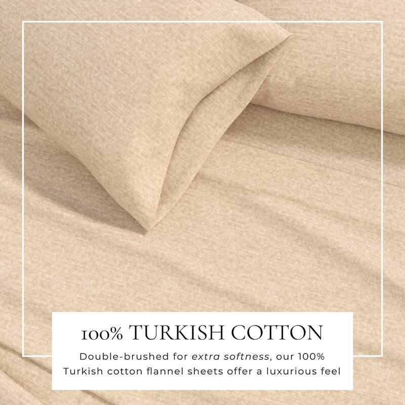 Linery & Co. Cotton Blend Double-Brushed Heathered Flannel Bed Sheet Set