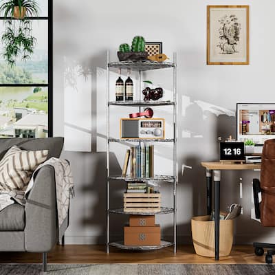 NSF 6 Tier Wire Shelf Rack Corner Storage for Bathroom,Kitchen,Garage