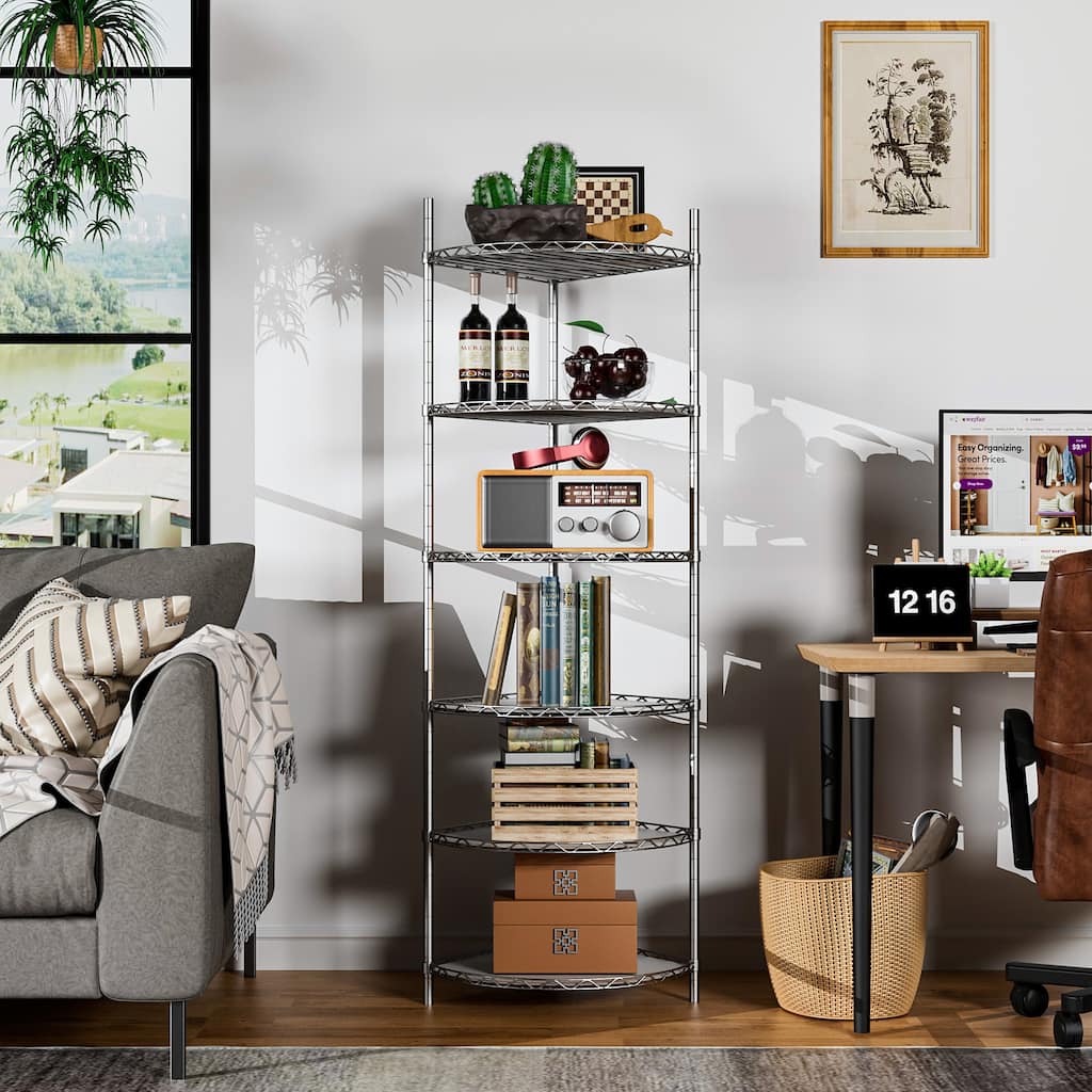 NSF 6 Tier Wire Shelf Rack Corner Storage for Bathroom,Kitchen,Garage
