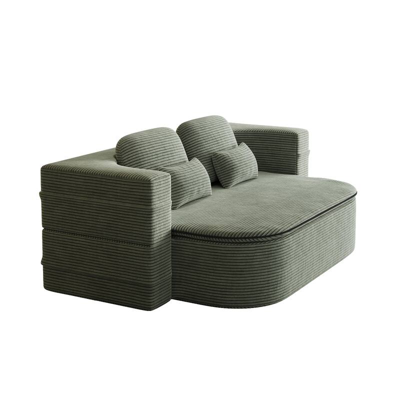 75''2-in-1 Foldable Sofa,Convertible Sleeper Foam Sofa Bed with Multi Functional Blanket, Floor Sofa Lounge Sofa