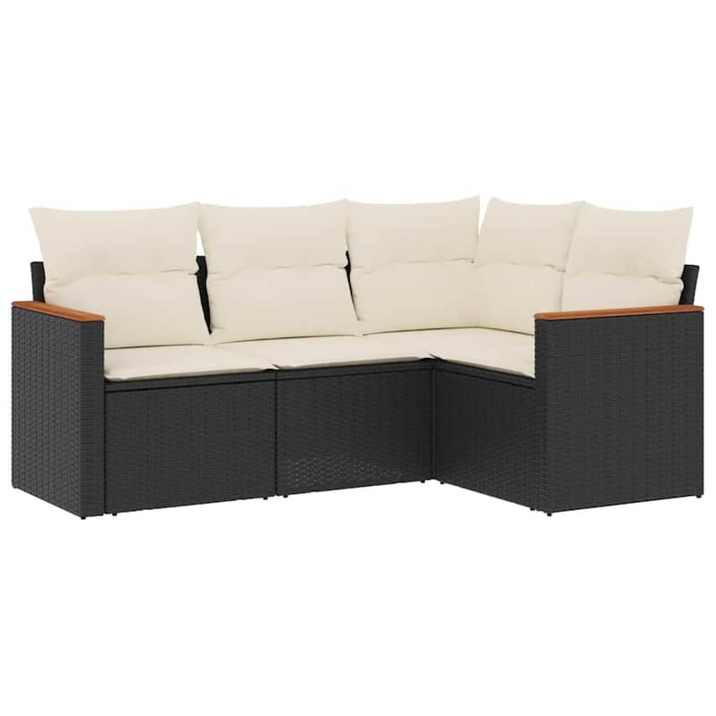 vidaXL Patio Sofa Set with Cushions Outdoor Conversation Furniture Poly Rattan