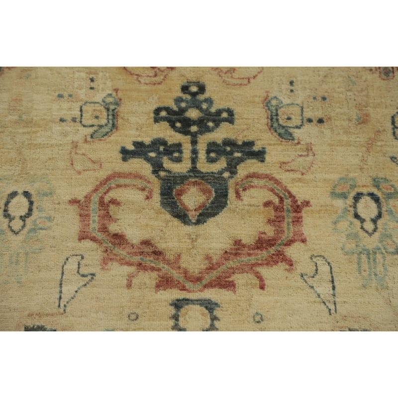 Hand Knotted Traditional Wool Beige Geometric Area Rug - 9' 9'' X 8' 3''