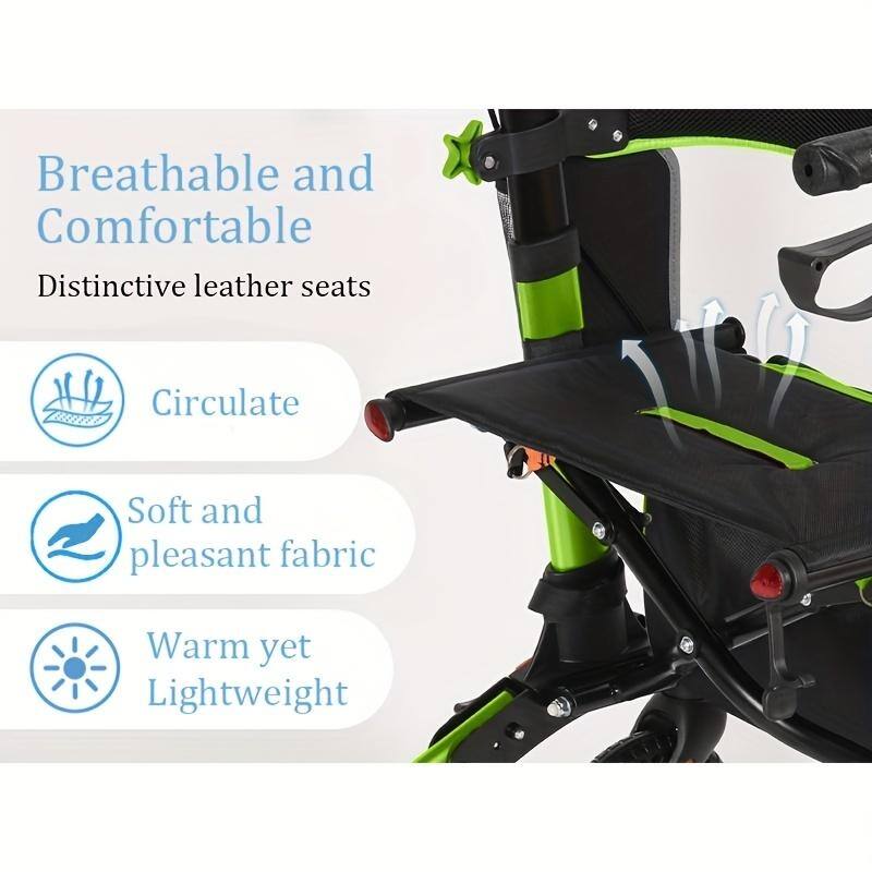 Lightweight Foldable All Terrain Rolling Walker with seat, Aluminum Walkers with 8 inch Rubber Wheels