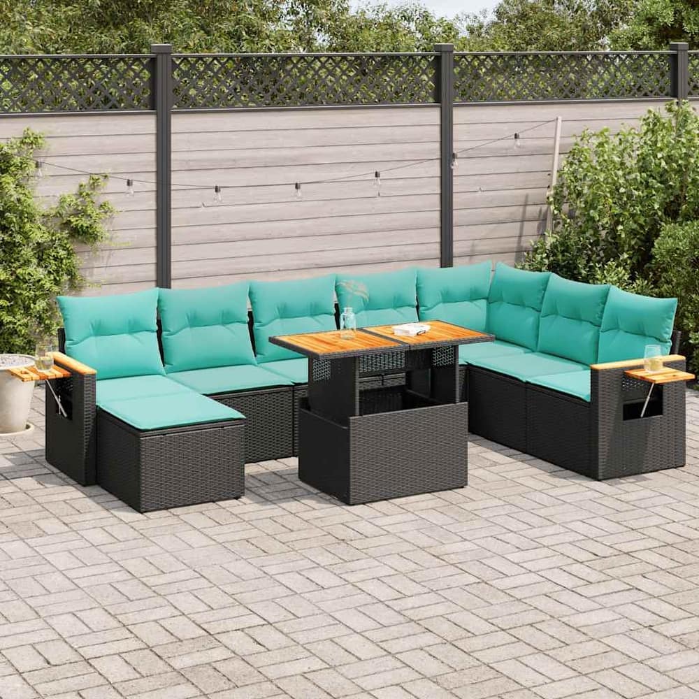 vidaXL Patio Sofa Set with Cushions Outdoor Furniture 9/10 Piece Poly Rattan