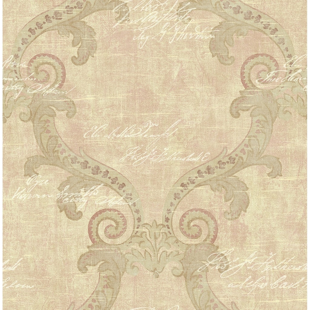 Seabrook Designs Elbert Framed Calligraphy Unpasted Wallpaper