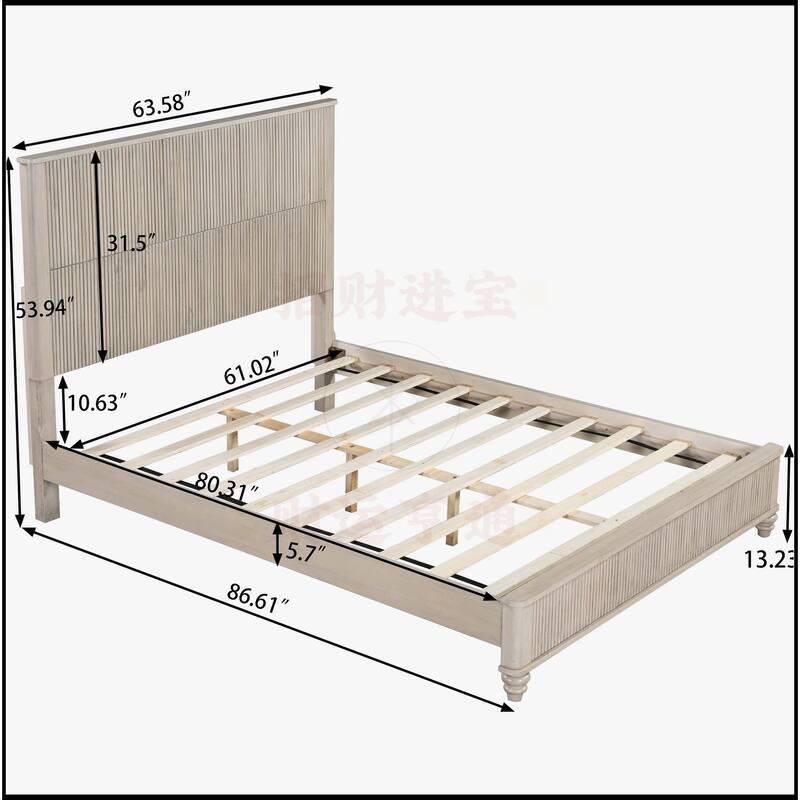 Queen Platform Bed Frame with Tall Headboard