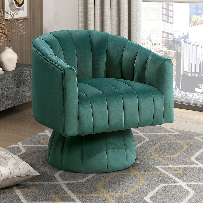 Briar 27.5" Velvet Swivel Chair - 360-Degree Metal Swivel Base