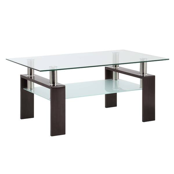 Clear Rectangle Black Glass Coffee Table On Sale Overstock 32694546
