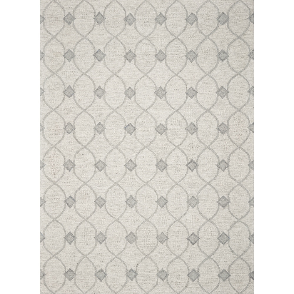 Porch & Den Cornus Trellis Hand-tufted Wool Ivory/ Grey Rug