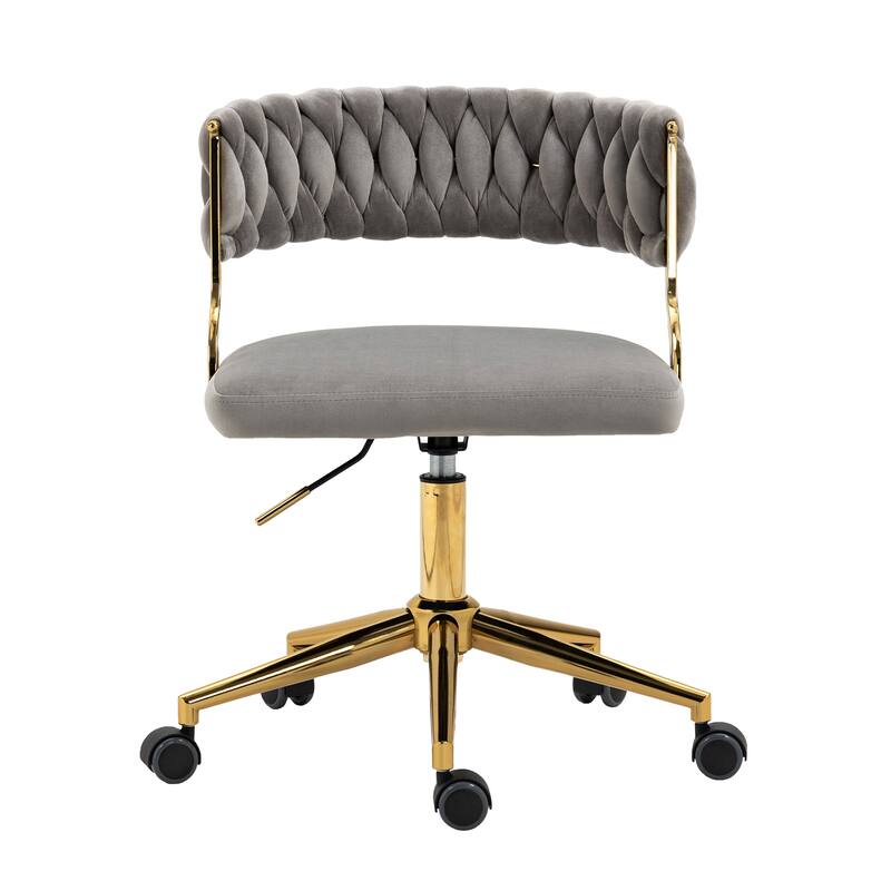 Velvet Home Desk Chair Office Swivel Chair with Wheels and Gold Base