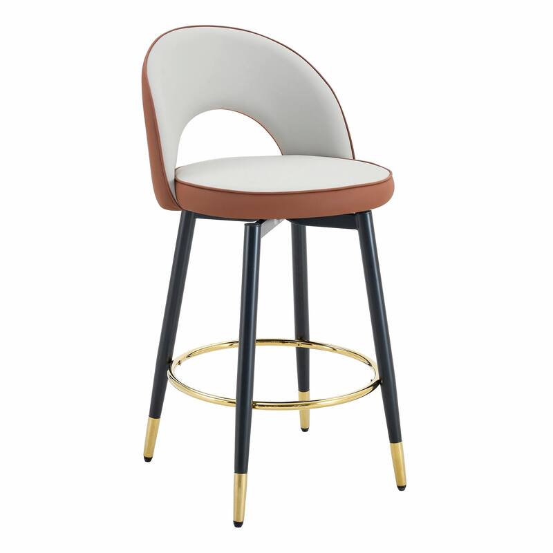 360° Rotatable Bar Chair with Modern PU Upholstery and Metal Legs