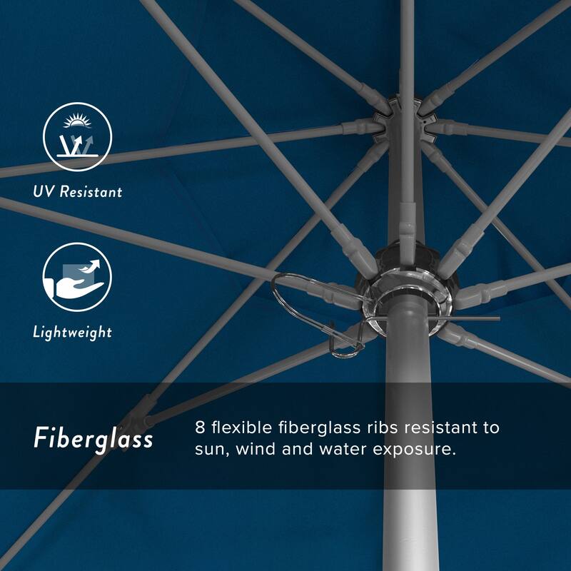 California Umbrella 7.5' Rd. Aluminum Frame, Fiberglass Rib Market Umbrella, Push Open,Anodized Silver Finish, Pacifica Fabric