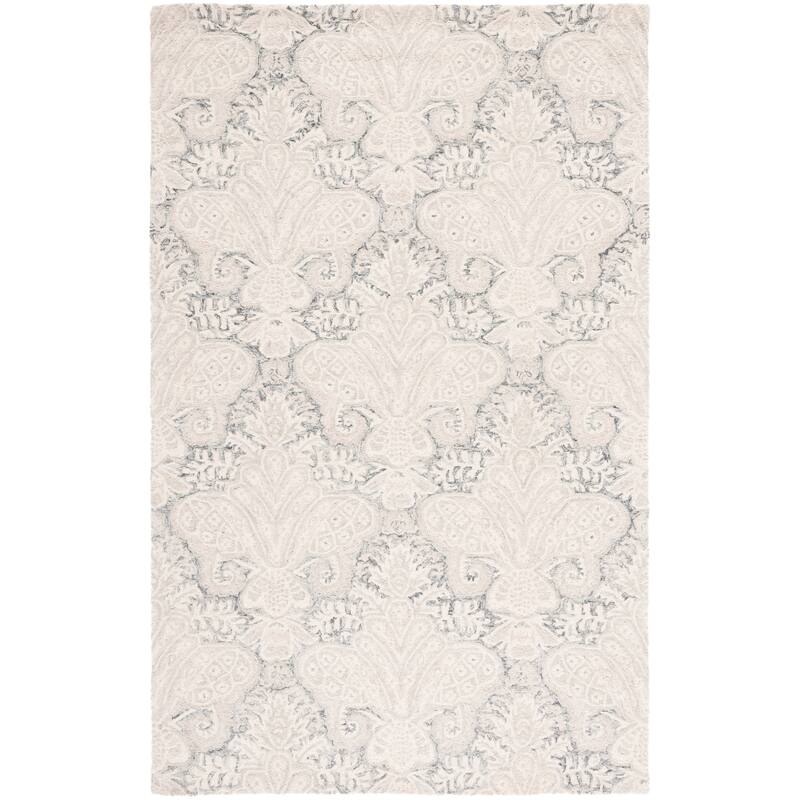 SAFAVIEH Handmade Micro-Loop Kolfinna Modern Wool Rug - 6' x 9' - Charcoal/Ivory