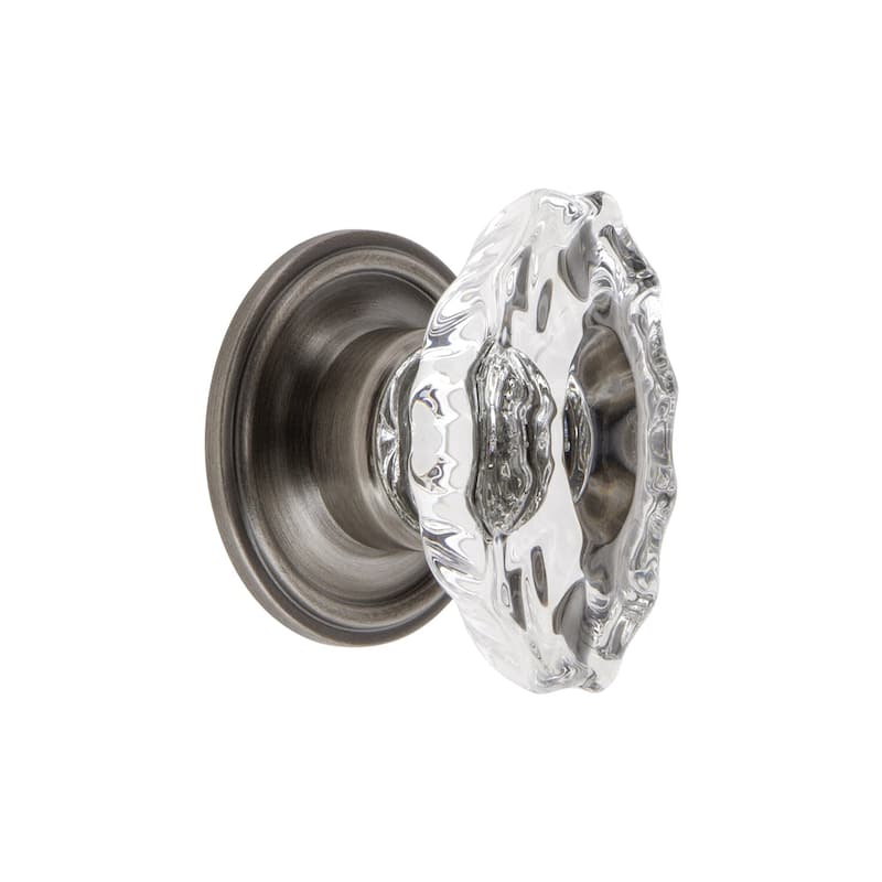 Grandeur BIAR-CRYS-KNOB-GEO Biarritz 1-3/4" Crystal Fluted Farmhouse - Antique Pewter