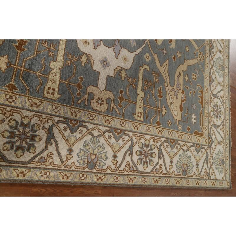 Gray Oushak Oriental Area Rug Handmade Wool Carpet - 7'11"x 9'8"