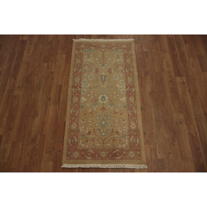 Hand Knotted Oriental 100% Wool Carpet Traditional All-Over Brown Ziegler Area Rug - 3' 10'' X 2' 0''