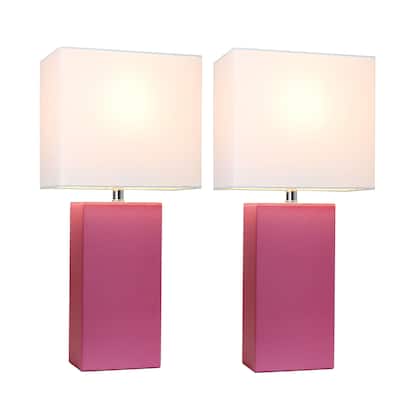 Porch & Den Fairway Hot Pink Leather Table Lamps (Set of 2)