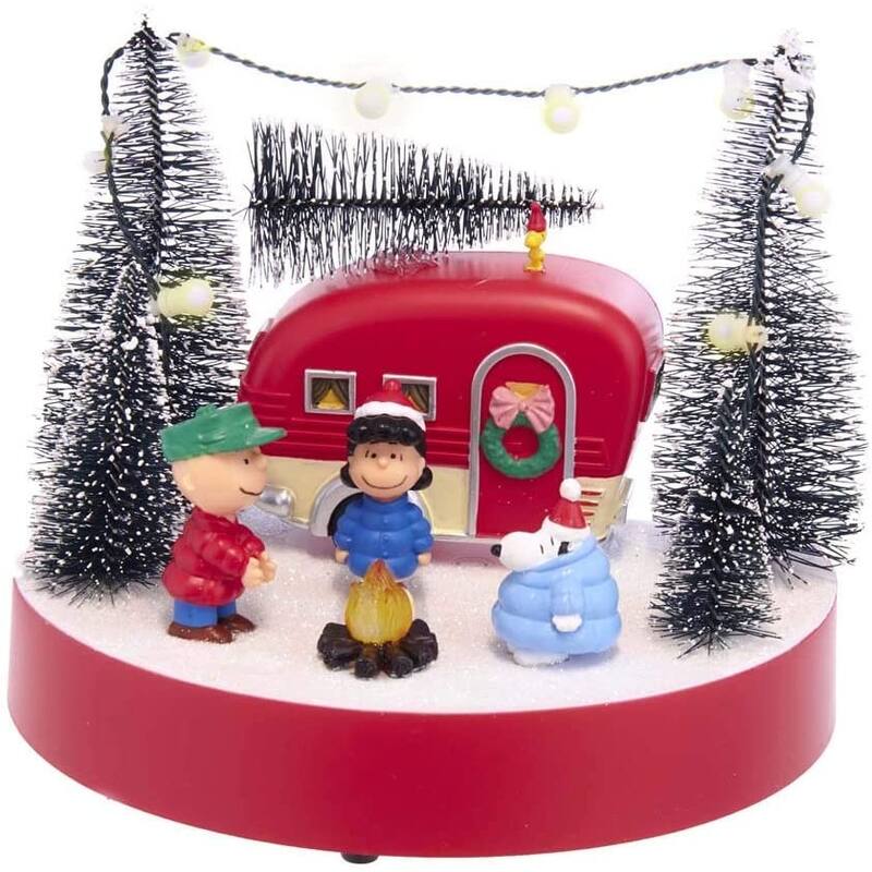Kurt Adler 7-Inch Battery-Operated Peanuts Musical Camper Scene Table Piece