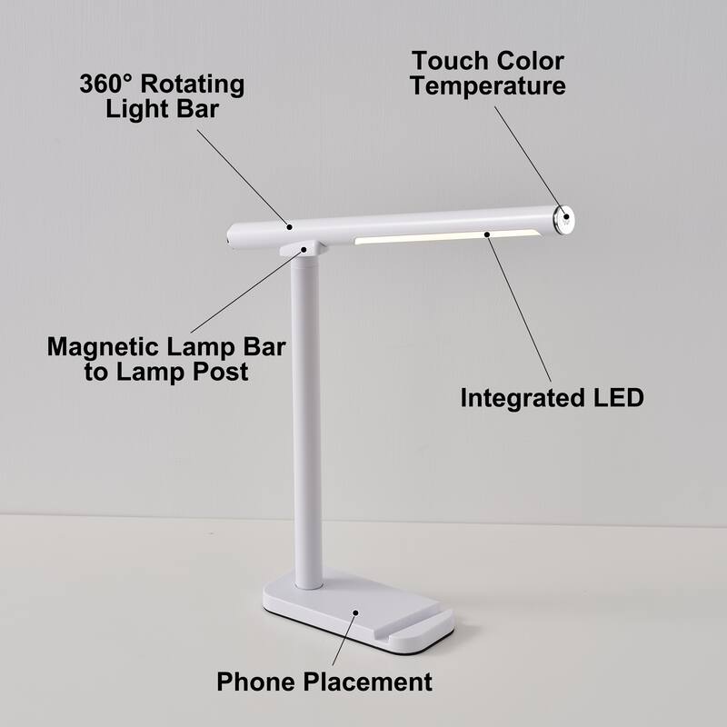 Starsky 1-Light Rechargeable Wireless LED Dimmable Desk Lamp
