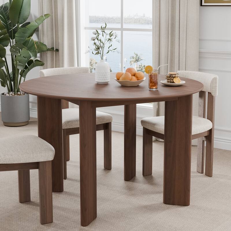 Solid Wood Farmhouse Dining Table Round Wood Top for Modern Dining Rooms & Family Gatherings