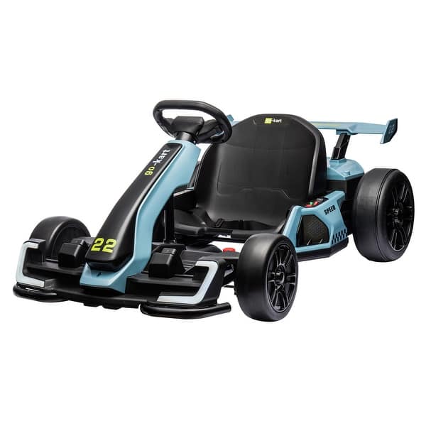 slide 2 of 30, 24V Electric Go Kart for Kids, Powerful Drift Kart with 2 * 150W Motors Blue