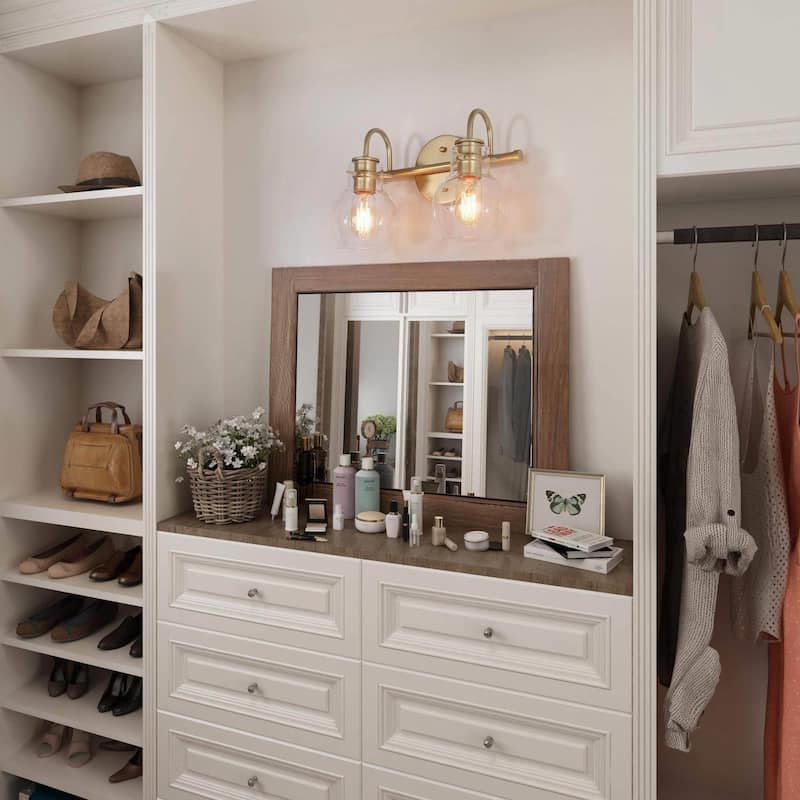 Bela Modern Gold 4-Light Bathroom Vanity Lights Glass Dimmable Wall Sconces