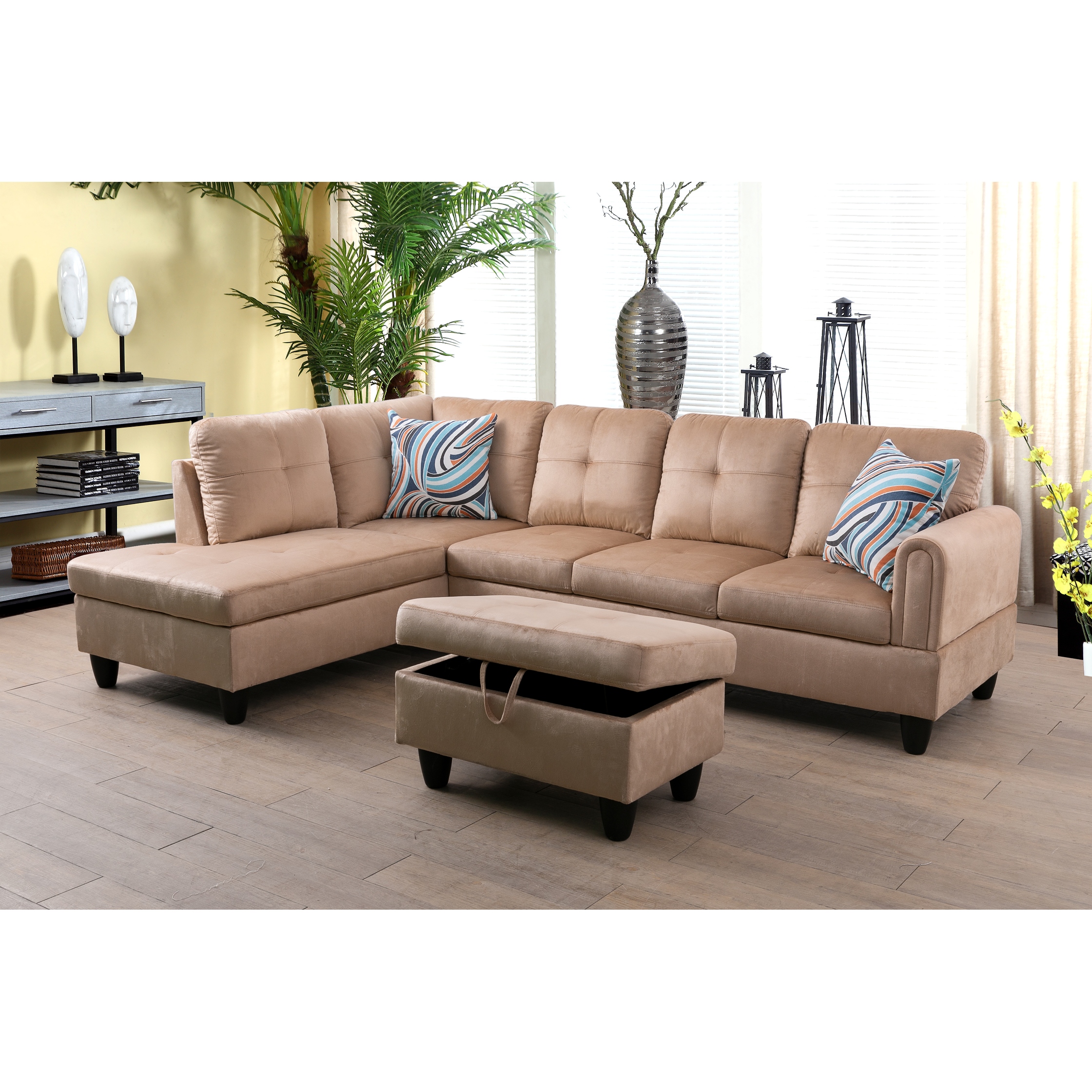 Tan microfiber sectional deals
