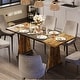 preview thumbnail 6 of 13, 70'' Wood Dining Tables with Metal Base For 6-8 People , Rectangle Kitchen Table & Brown Computer Desk For Home Office