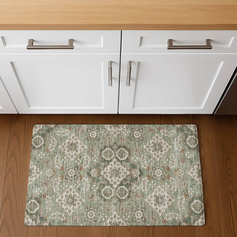 Premium Washable Super Soft Classic Traditional Mayfield Rug - Sage - 1'8" x 2'6"