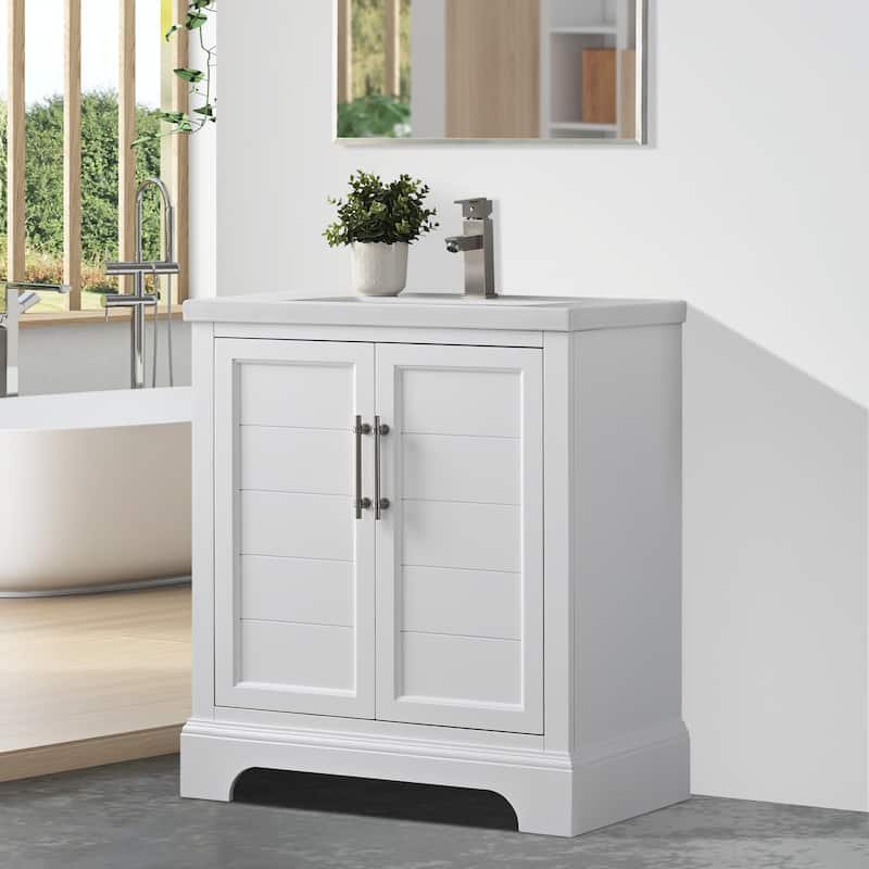 Vanity Art 30" Single Sink Bathroom Vanity with Ceramic Sink & Top