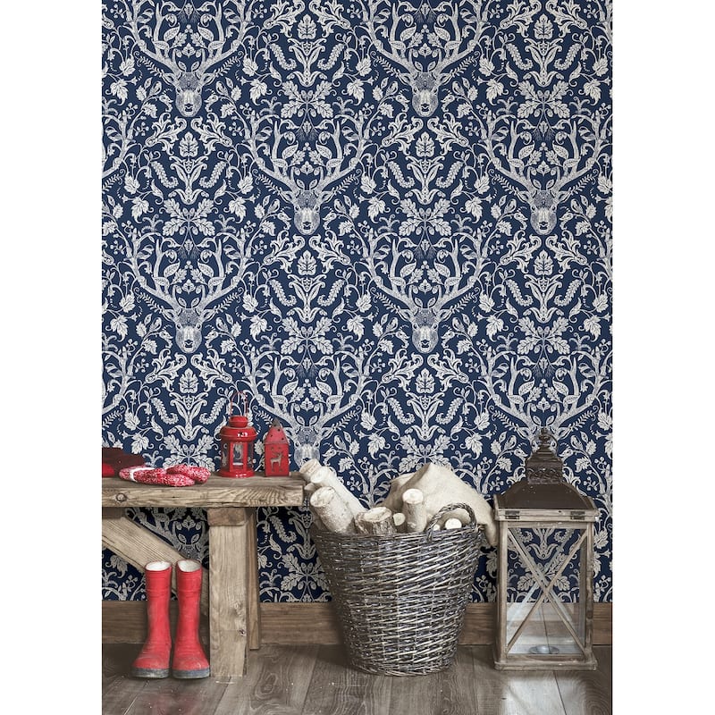 NuWallpaper Navy Escape to the Forest Peel & Stick Wallpaper - 216in x 20.5in x 0.025in