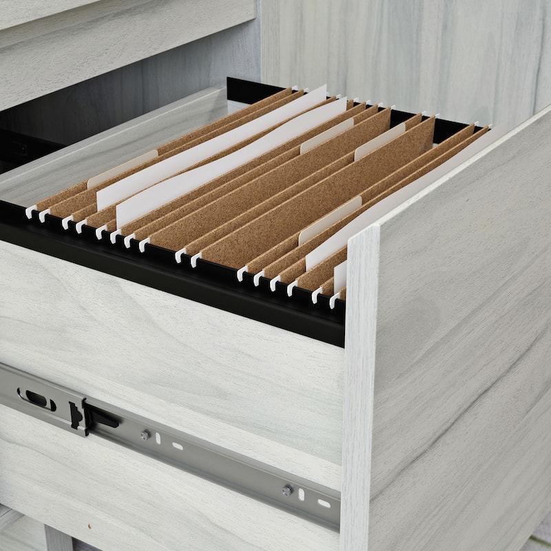 Wood Desk with File Drawer, White
