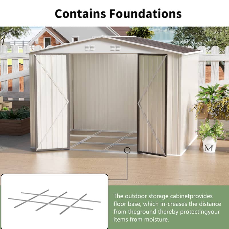 10x8 Feet White Color Outdoor Garden Shed