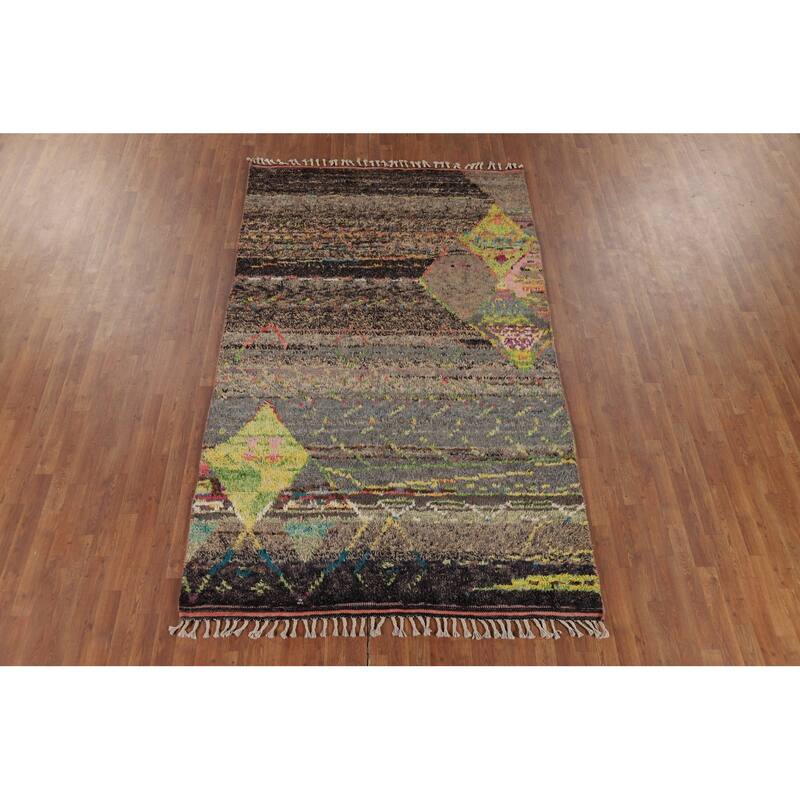 Plush Moroccan Style Area Rug Handmade Oriental Wool Carpet - 5'9" x 9'7"